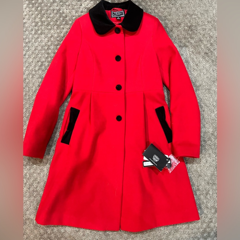 ROTHSCHILD Black and Red Wool Coat NWT